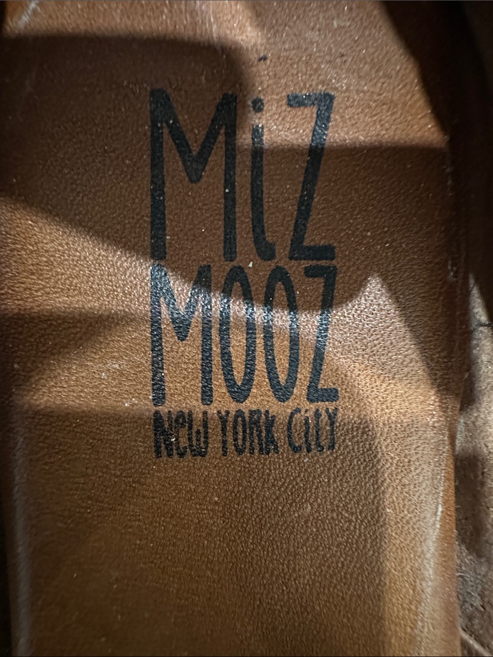 Miz Mooz Navy Leather Slip-On Flats with Tan Insole - Picture 2 of 8
